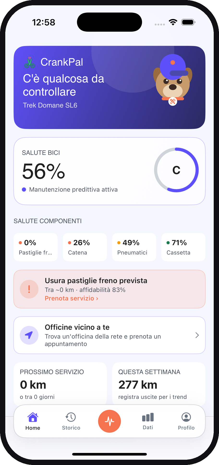 App CrankPal — salute bici e manutenzione predittiva