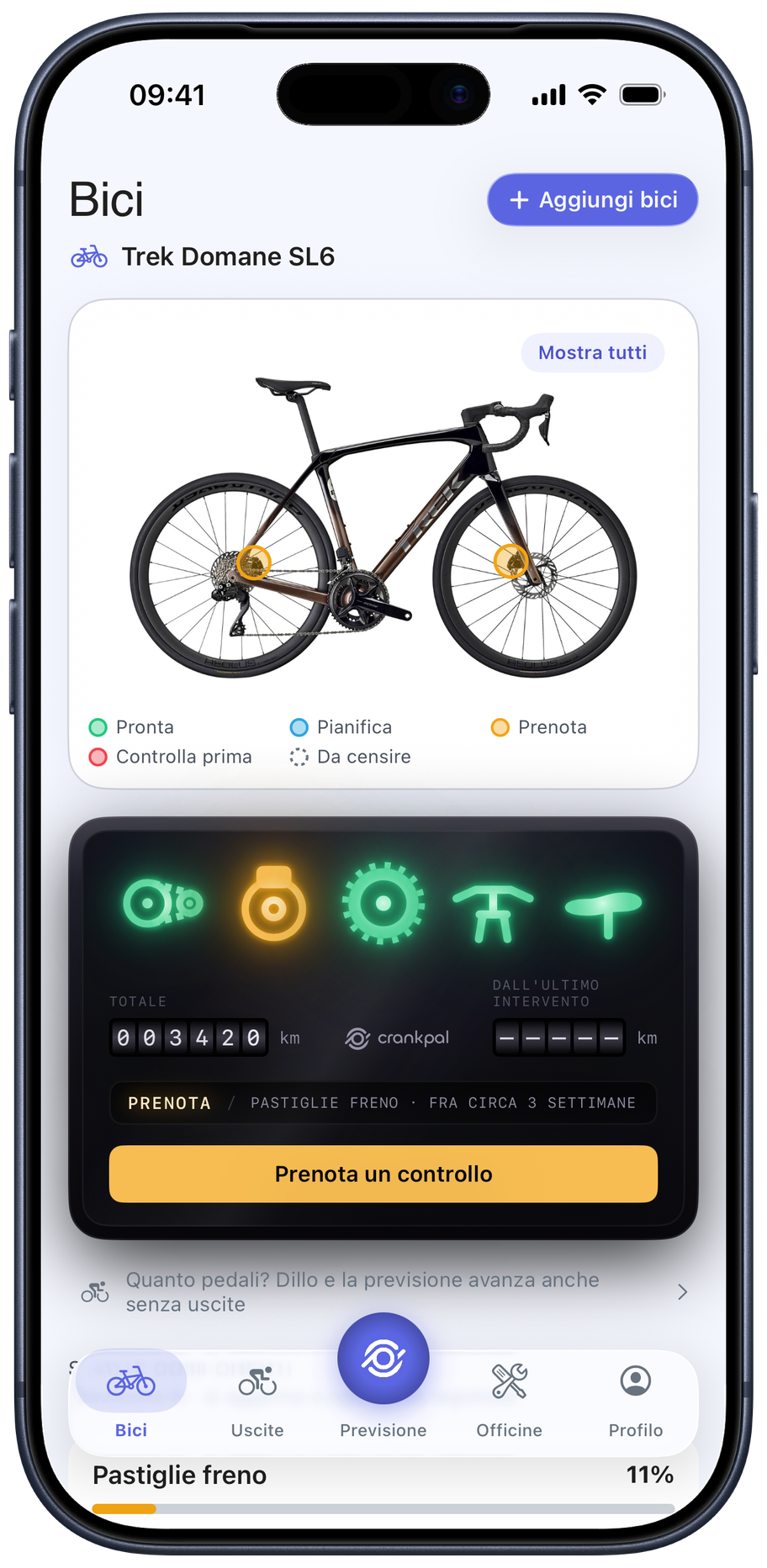 App CrankPal — salute bici e manutenzione predittiva
