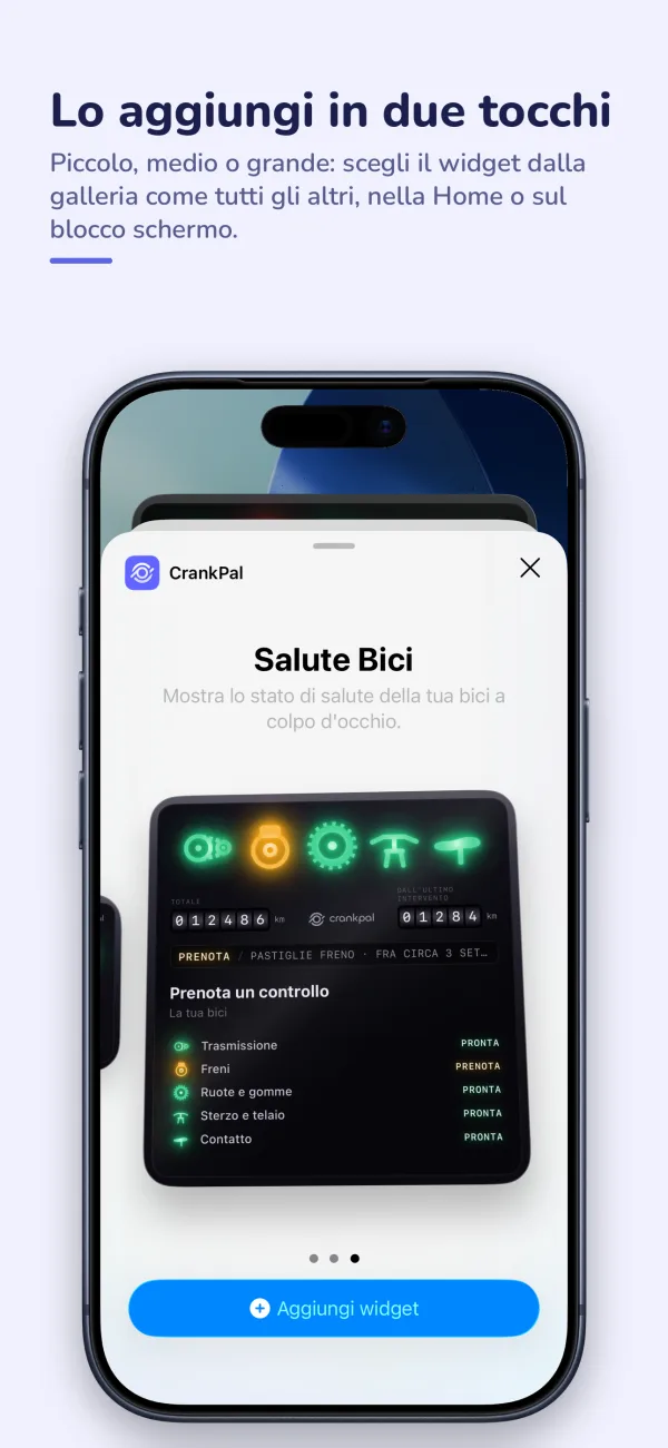 La galleria dei widget di iOS con il widget di CrankPal.